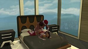 Christmas Morning Erupts into Steamy Lesbian Shemale Fucking