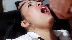 She handles double cum in mouth amazingly