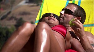 Dee Massages And Fucks By Pool In Hot Outdoor Interracial Scene