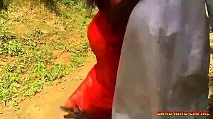 wet indian desi college girlfriend moans emotionally during missionary fuck outdoor in bush with big black cock