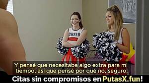 BFF catches stepbro creaming sister's pussy with Spanish sub