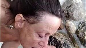 Pov View Of Mature Hotwife Candi Annie Milking Cock At Nudist Resort Pool