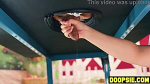 big ass blonde babe milks and rides two big cock shemale hotties