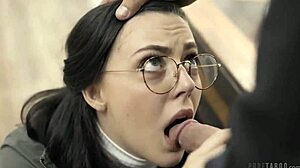 Whitney Wright's nerdy glasses hide her blowjob skills