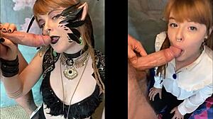 Cosplayer Olivia Jarden passionately deepthroats photographer's big cock