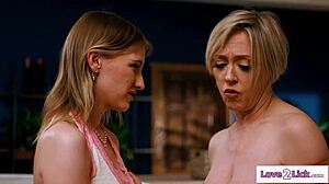 big tits cougar stepmom licks her teen stepdaughter's pussy