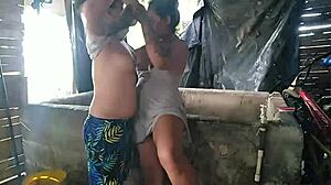 We have water shortage so i go to neighbor's well for water and a good fuck