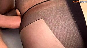 horny gilf in black pantyhose gets anal fucked hard by stud in doggystyle and cowgirl