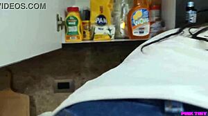 I approach the girl next door cleaning the kitchen and grab her ass