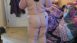 BBW babe strips out of her lingerie teasingly