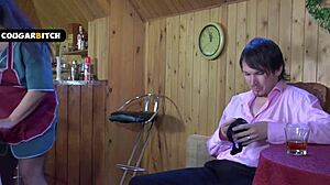 Extremely Horny Milf Maid Polishes Young Hard Dick