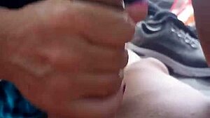 subtle blowjob in the tent leads to hot cum load