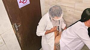 Doctor And Nurse Can't Resist Fucking In The Hospital Bathroom During Shift!