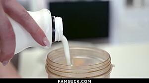 Is stepdaughter ready for stepdad on kitchen counter?