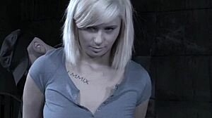 Restrained waxed sub whipped by maledom