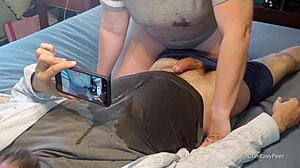 wow, hot golden shower and piss play after a massive cum blast!