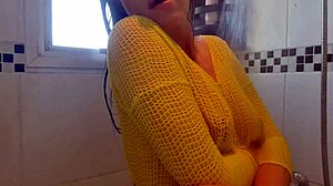 Naughty Girl Rubs Breasts in Shower, Shows Bare Ass, Craves Cock