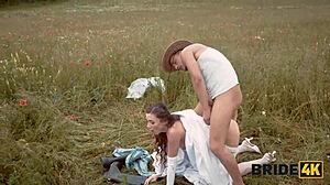 bride4k she ran away from her fianc� to fuck a stranger shepherd outdoors