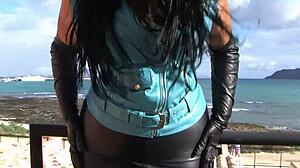 Oh wow, that goth girl with huge tits is sucking dick in her leather jacket!