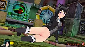 yukari katsubari strips in cute stockings during bossfight game