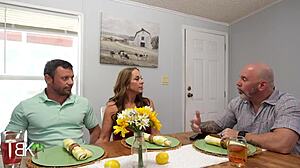 Stepmom flirts with stepson during stepdad's work call