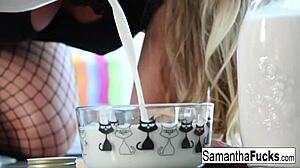 Samantha Takes A MILK BATH