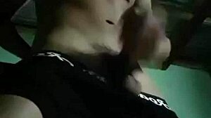 Masturbating Colombian extracts milk