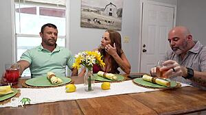 Stepmom flirts with stepson during stepdad's work call