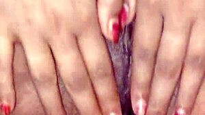 Indian Girl Masturbates Hairy Pussy Close-Up