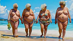 Four grannies with huge tits chatting 😍