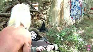 I joined two guys and a blonde at the costume party for fucking