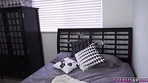 Tight blonde teen experiences first anal with suspended step sis