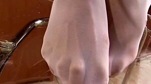 brunette talia gets her stockings wet