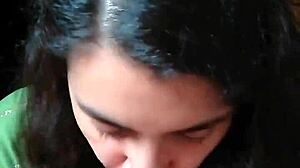 Quickie blowjob & licking cum from hands in high definition.