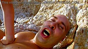 Ever seen anal fucking on a crowded beach? Watch this blonde take it.