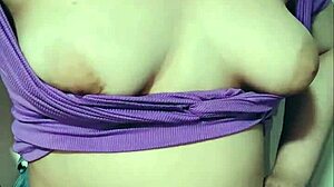 nicole shyly teases her chubby belly before stuffing it full