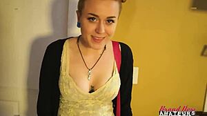 Inked Petite 18+ Blonde Micah Sucks, Milks, And Swallows A Big Hard Boner In Doggystyle Facial!