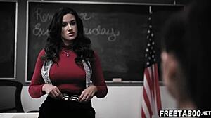 milf teacher watches stepson ricky spanish with cheerleader in class