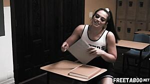 milf teacher watches stepson ricky spanish with cheerleader in class