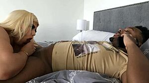 Chanel Barbie, big booty blonde, has an intimate session sucking and fucking Finny bareback