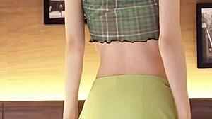 japanese beauty flaunts her midriff in a revealing navel-baring outfit.