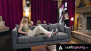 Petite blonde haley reed has passionate sneaky sex with girlfriends stepsister freya parker