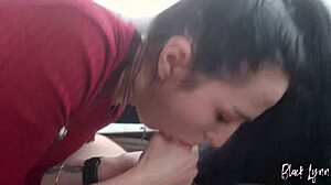 Black Lynn Gives Side Pose Car Blowjob