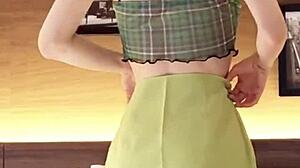 japanese beauty flaunts her midriff in a revealing navel-baring outfit.