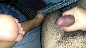 sweet footjob in early morning