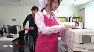 Asian office lady chihiro akino delivers hardcore blowjob for creampie ending 😏