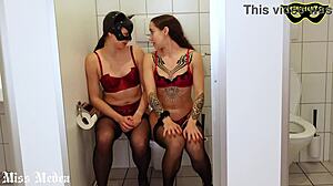 the slave is instructed to clean the toilet seat with his tongue