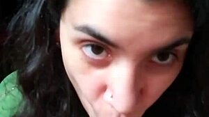 Quickie blowjob & licking cum from hands in high definition.