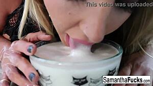 Samantha Takes A MILK BATH