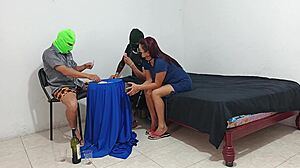 intense pleasure with friend's wife as he watches